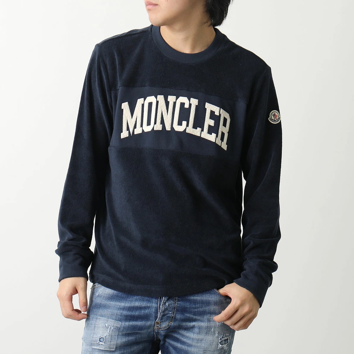 MONCLER モンクレール スウェット SWEATSHIRT 8G00024 899VV メンズ ロゴ トレーナー パイル コットン クルーネック 長袖 777