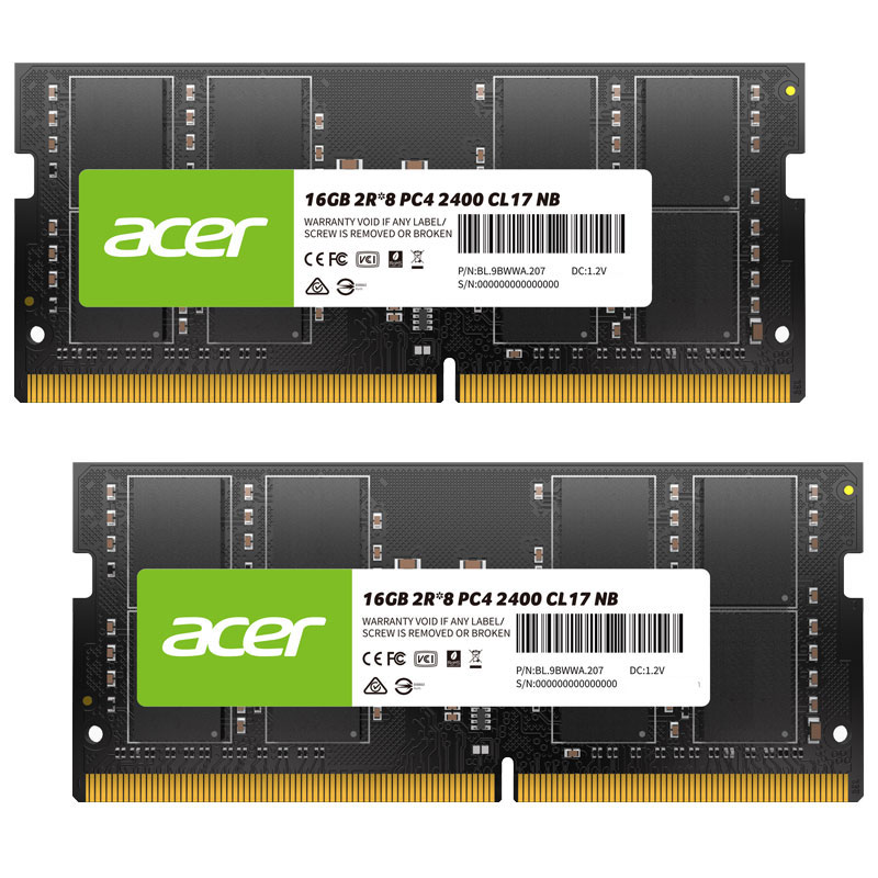 Acer ノートPC用メモリ PC4-19200(DDR4-2400) 32GB(16GBx2枚) DDR4D RAM SODIMM-SD100-16GB-2400-2R8 永久保証