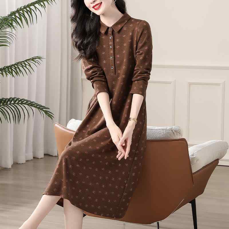 【送料無料】コーデ レディース ファッション オシャレ カワイイ シンプル きれいめ ナチュラル 上品カジュアル 婦人 プリント ワンピース カジュアル ミドル丈 スカート