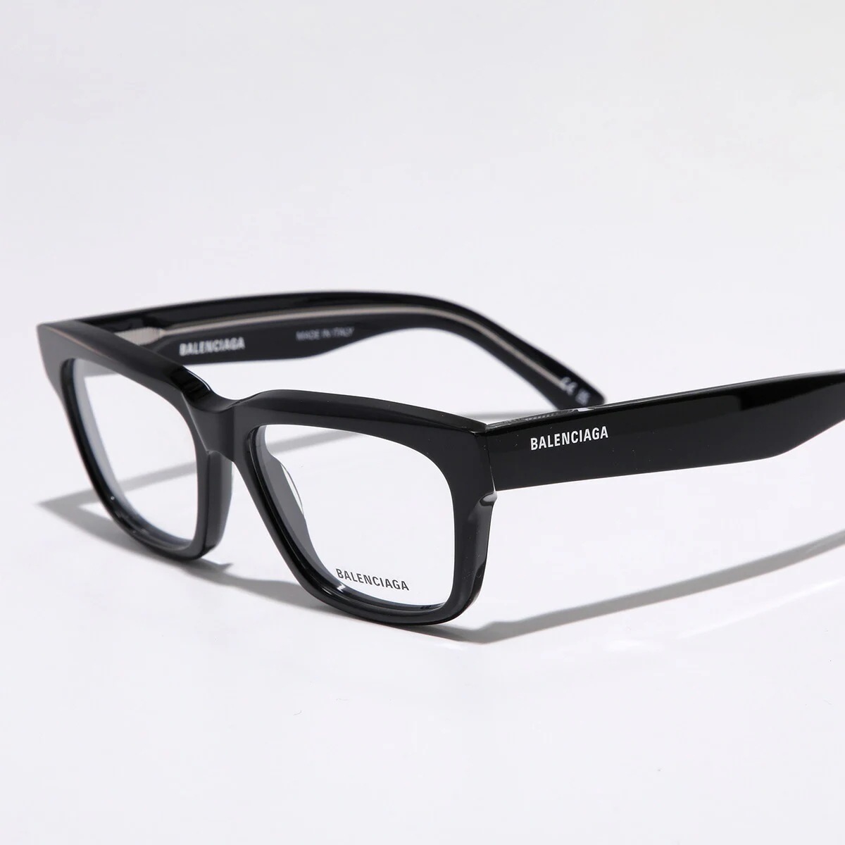 BALENCIAGA バレンシアガ メガネ BB0343O メンズ ウェリントン型 セルフレーム フルリム めがね 眼鏡 ロゴ 001/BLACK-BLACK-TRANSPARENT