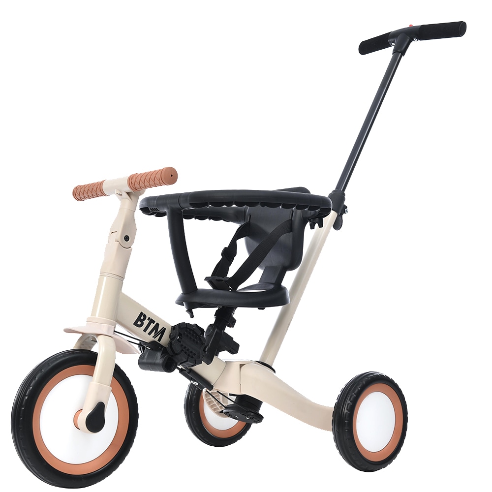 【国内発送】507子供用三輪車 5in1（ベージュ） 自転車 オリジナル 押し棒付き 安全バー付き キックボード