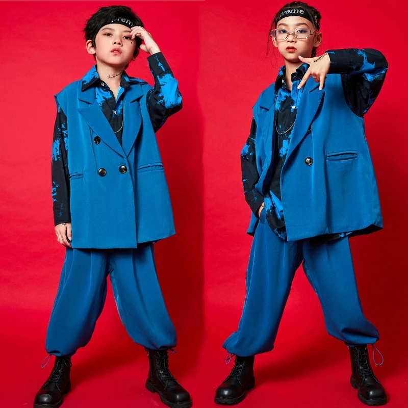 ヒップホップ ダンス衣装 セットアップ　3点セット シャツ キッズ ジャズ ダンス衣装 ベスト　女の子 ヒップホップ 衣装　ダンス 衣装 ヒップホップ　チアガール ダンス衣装 ヒップホップ ファッショ