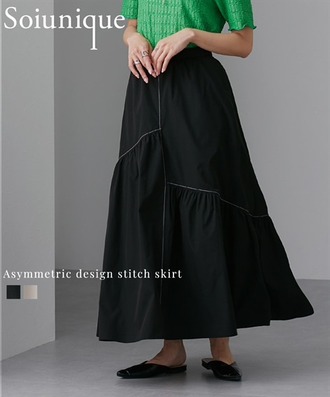 ロングスカート アシメデザインステッチスカート ［Soiunique］ 6,689円