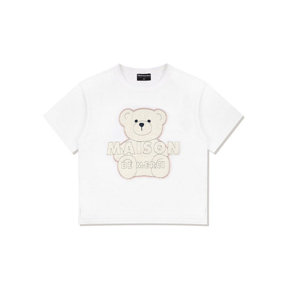 ファビュラスアーカイブ女性用ジェリーベアフレンズパッチクロップ T シャツホワイトクリーム (FCC2TS433W)