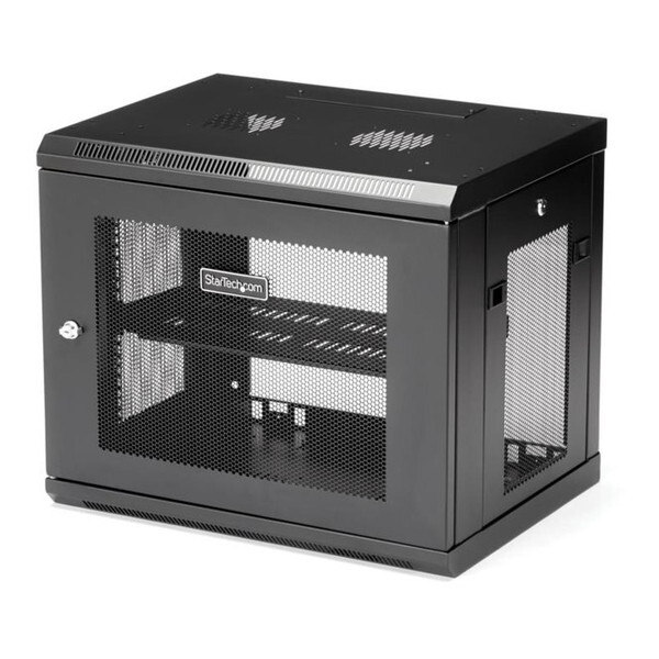 StarTech RK9WALM [19インチ サーバーラック (9U/2ポスト/壁掛けタイプ/取付奥行15cm-38cm/ロック付きラックキャビネット/通気スリットメッシュ)] メーカー直送
