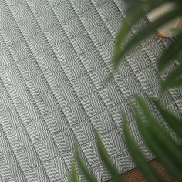 コテージヘリンボーングレー洗濯する純綿特大型ラグ220x240