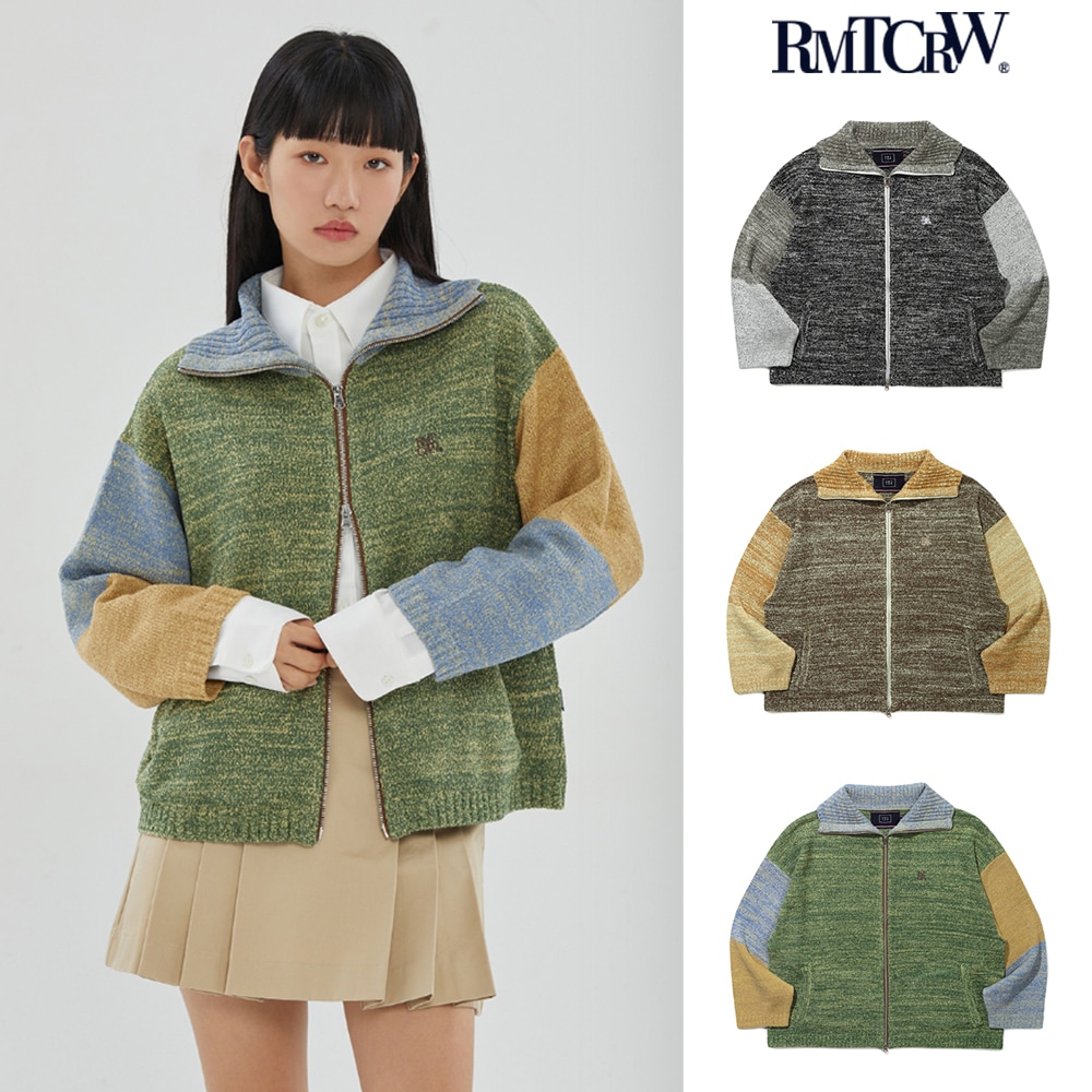 【ROMANTIC CROWN】 TONE VARIATION BOUCLE KNIT ZIP UP