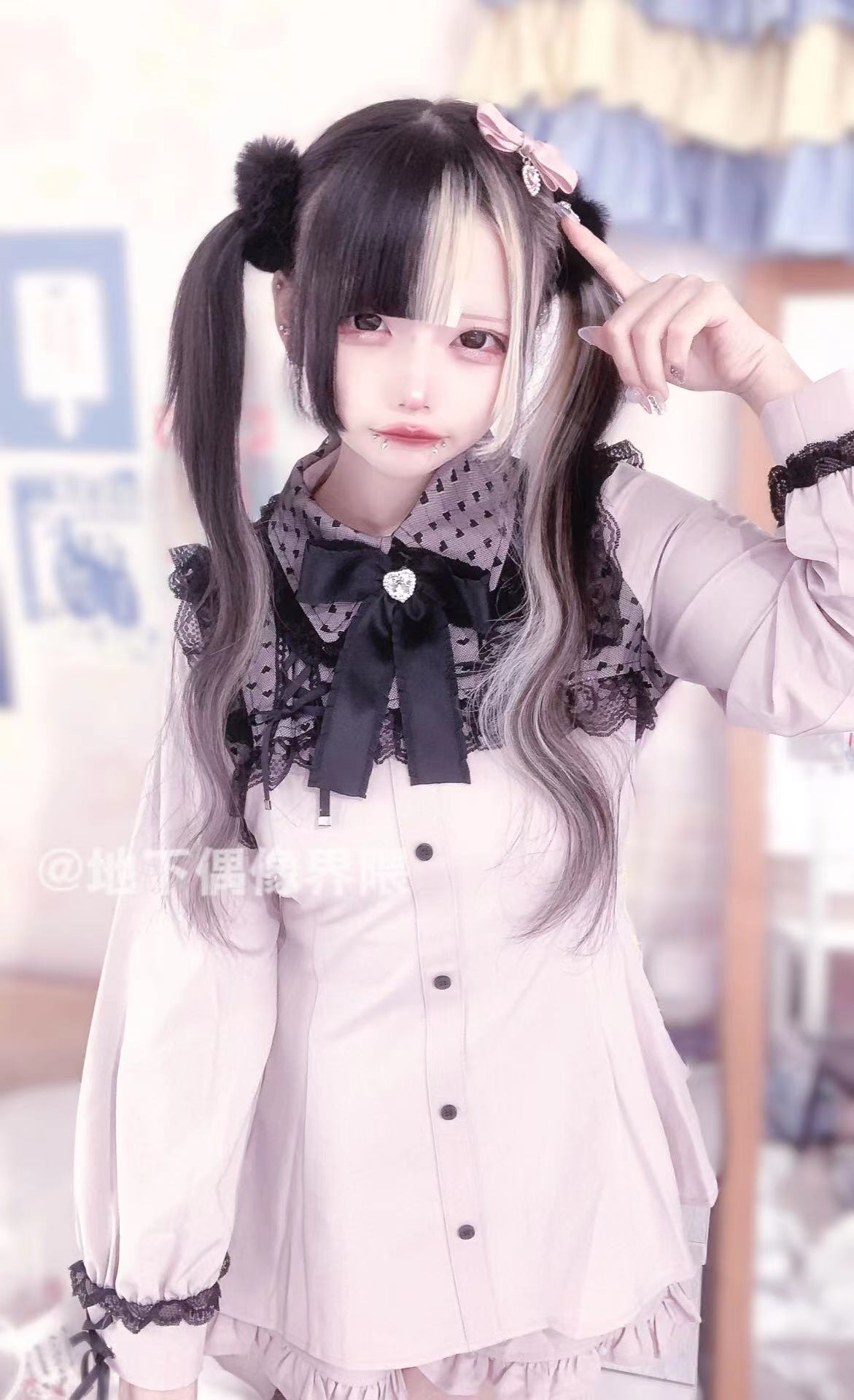 lolita地雷パーカーロリータ ワンピース ゴスロリドレスクマランドマイン量産型ラブレースストラップ長袖ドレススーツ