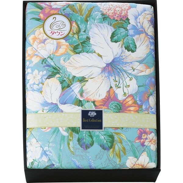 （ギフト）ダウン50%入り 日本製羽毛肌掛けふとん ブルー G-B