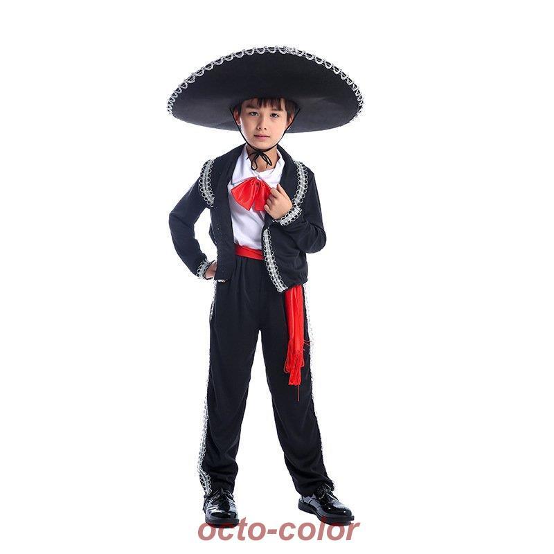 【万聖節セール】ハロウィン コスプレ 子供用 メキシコ 男子 可愛い カコイイ 衣装 パーティー 演出服 子供日 舞台服