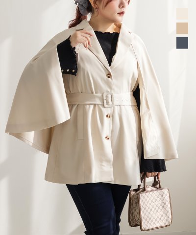 大きいサイズ レディース LL 3L 4L XL XXL XXXL CLETTEオリジナルテーラードケープジャケット