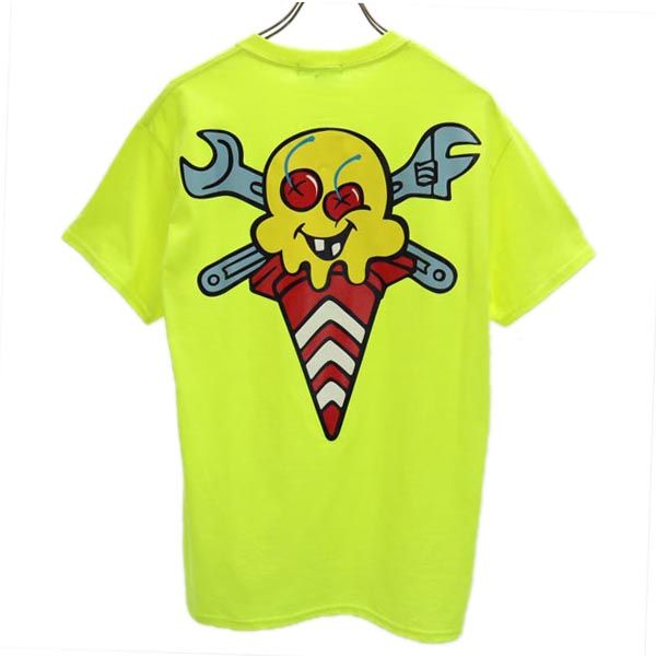 未使用 バッグプリント 半袖 Tシャツ M イエロー メンズ