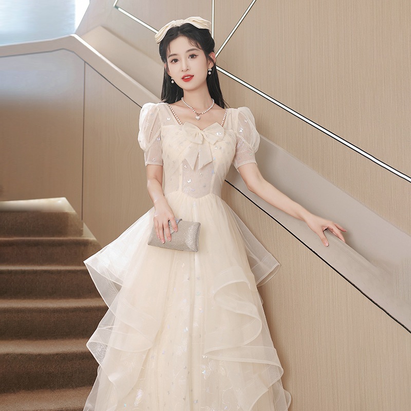 シャンパンカラーイブニングドレスgraduation Dayコンフォートbirthdayウェディングドレス歳の大人風プリンセスドレス女性セレブプリンセス风