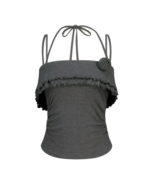 【ILLIGO】 ROSE RUFFLE SLEEVELESS CHARCOAL 正規品