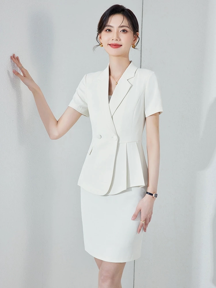 半袖 西装 セットアップ 夏季 職業服 スカート ホテル フロント 服装 6,029円