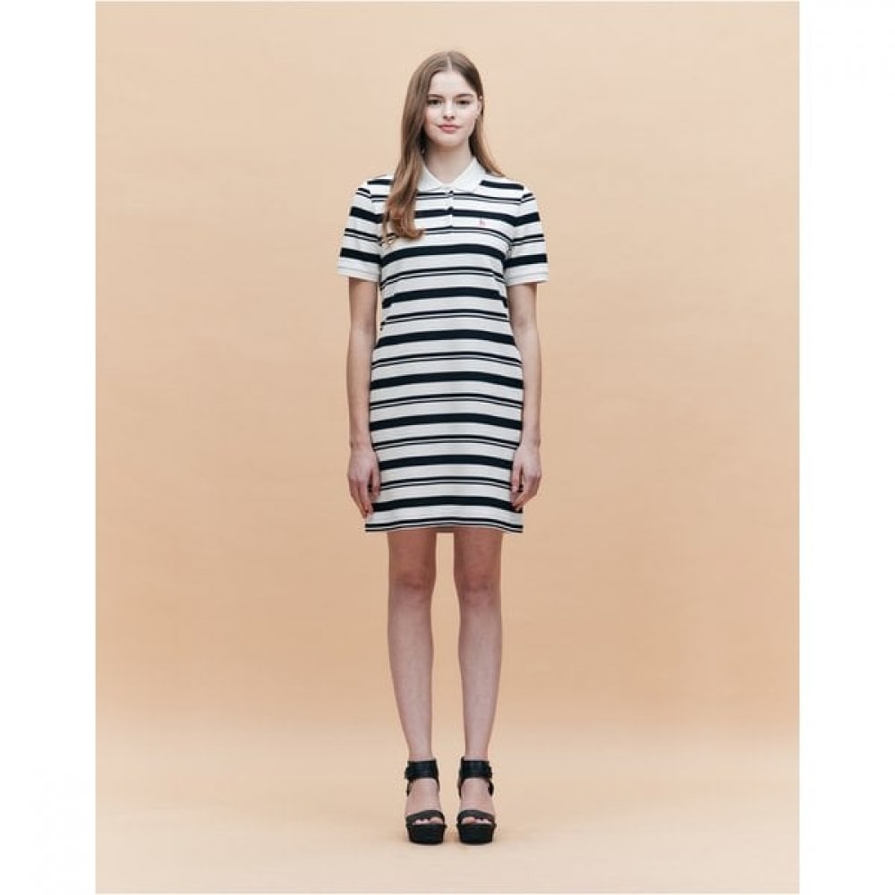 [25SS] [アイコニック] ストライプミニピケショートスリーブドレスHSDR5BC38IV