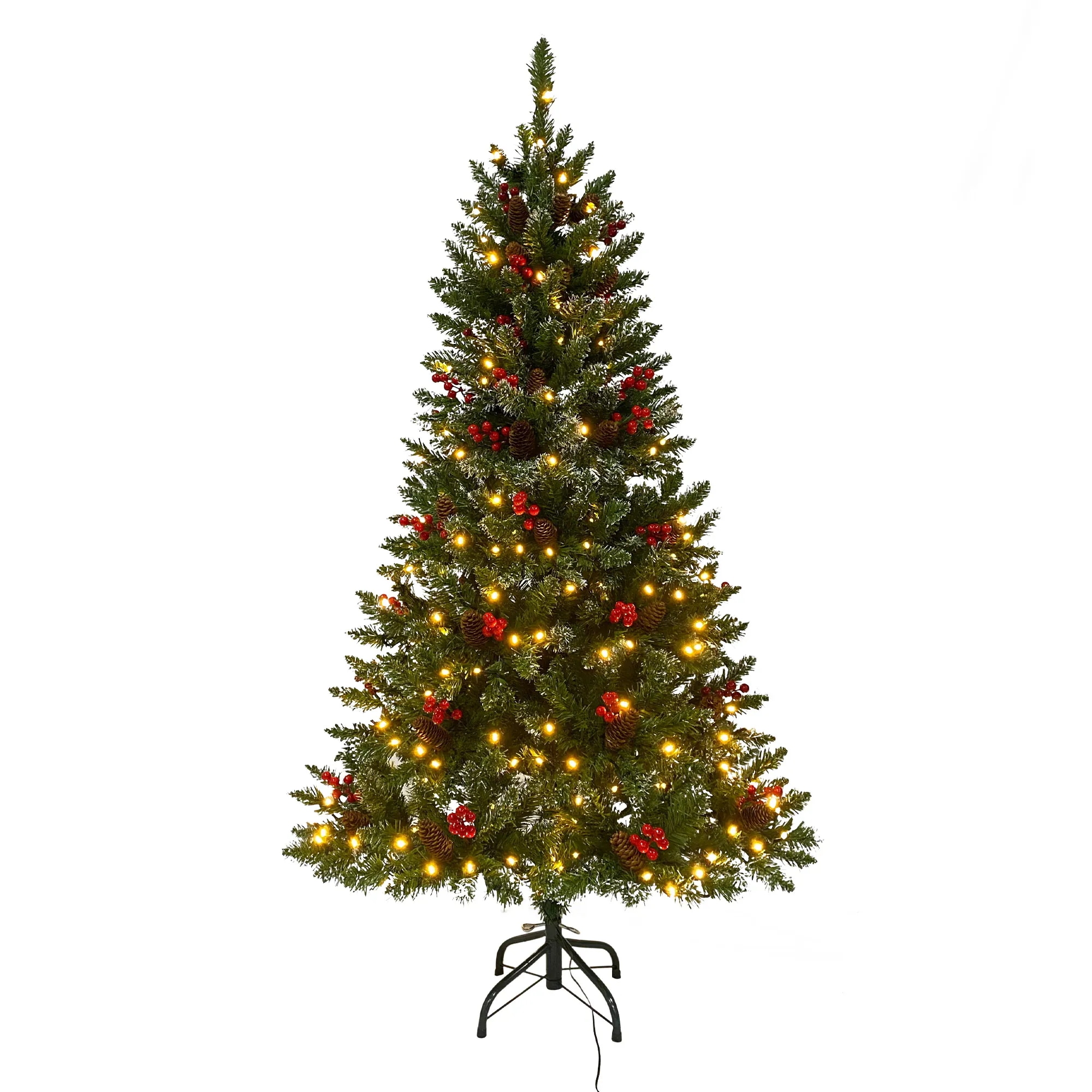 【新品】【季節人気商品】クリスマスツリー スチール脚 ピカピカライト付き 組み立て簡単 クリスマス