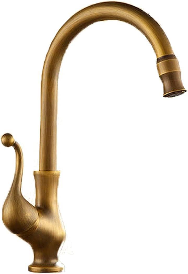 キッチン 洗面用 アンティーク 混合水栓 手洗いボウル グースネック スワン 蛇口 クラシック シングルレバー 洗面台 取り付けホース付き SK2