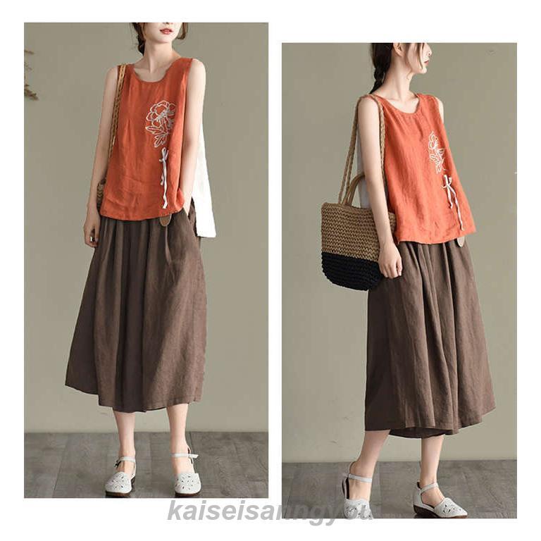 ワイドパンツ レディース 春 夏 綿麻 7分丈 ガウチョパンツ リネン コットン 体型カバー おしゃれ カジュアル ナチュラル カジュアル 着痩せ ボトムス