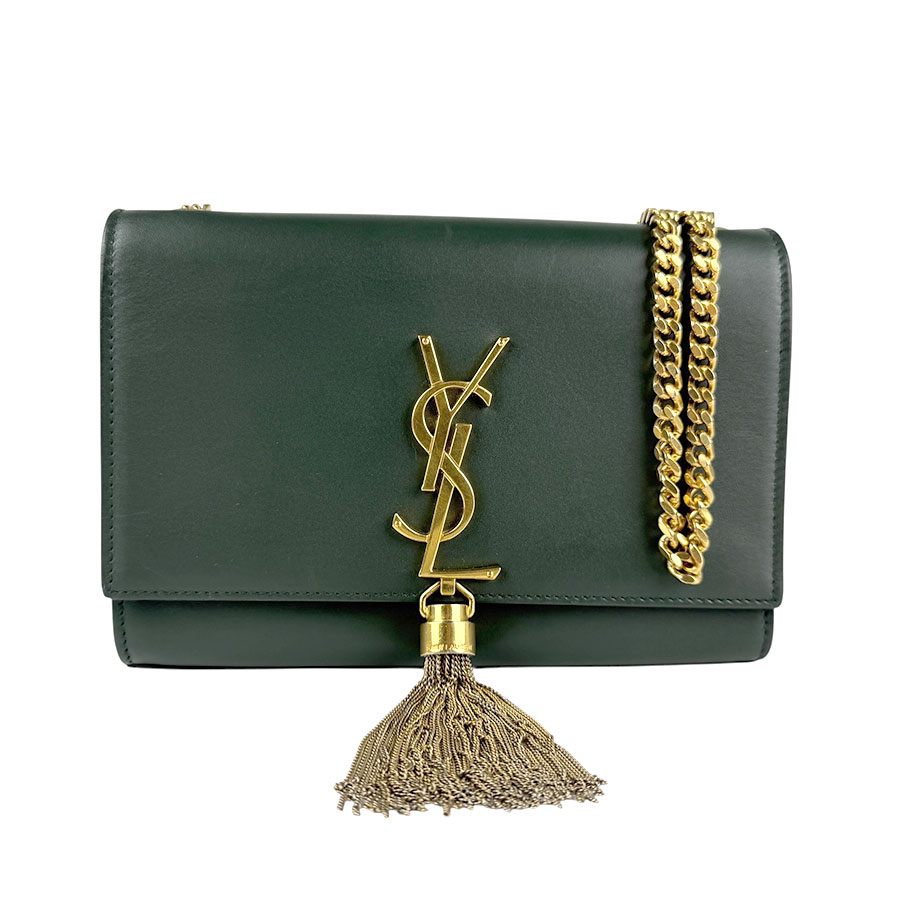 サンローラン SAINT LAURENT ショルダーバッグ レザー ダークグリーン ゴールド レディース 474366 z6406