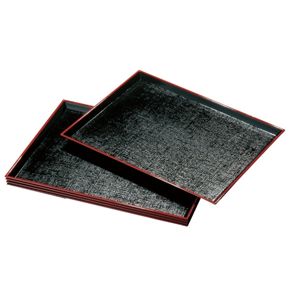 紀州塗り　尺３寸　定食盆　黒　布目　5枚組(ノンスリップ) 8,470円