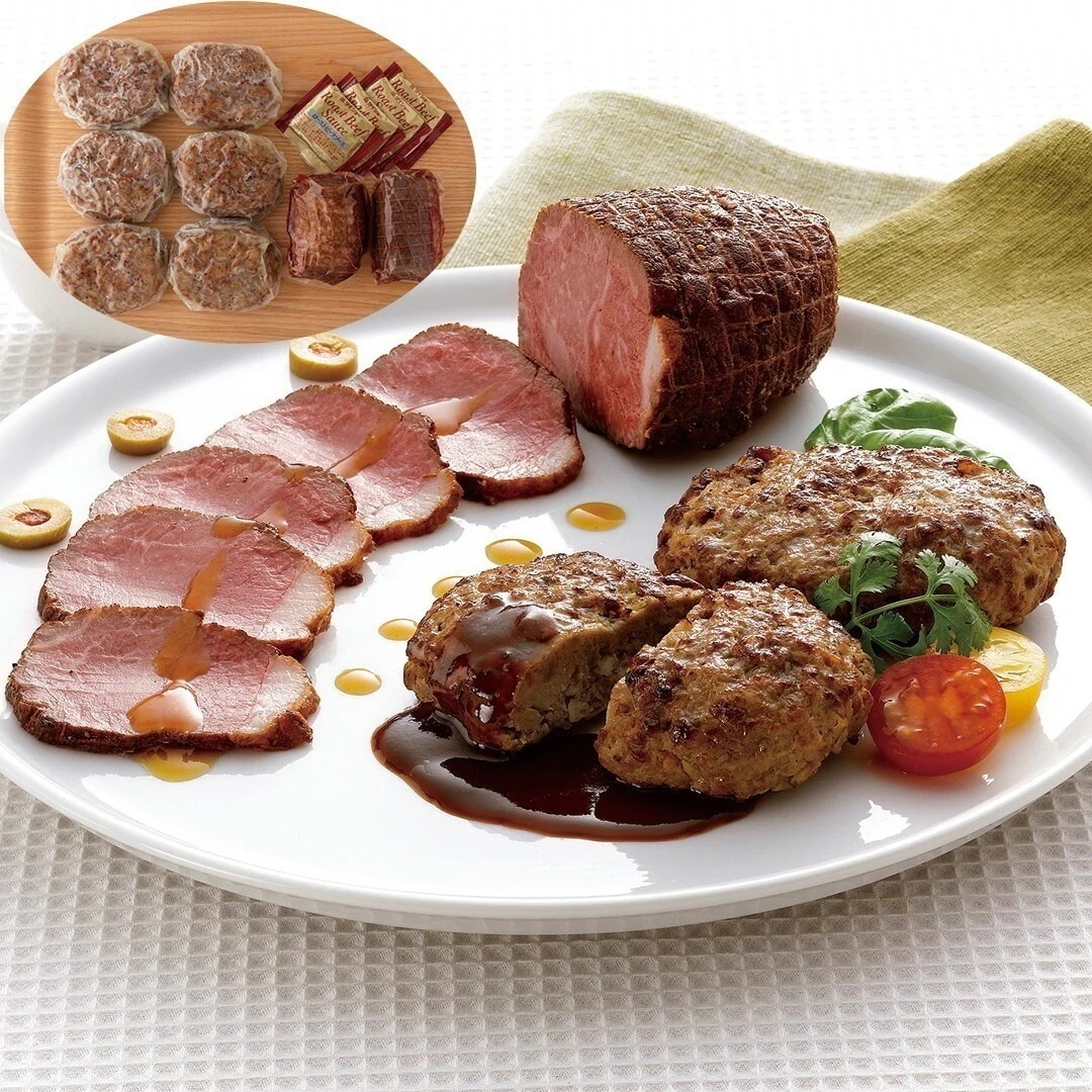 北海道産牛ローストビーフ＆ハンバーグセット ローストビーフ200g2専用ローストビーフソース20g4ハンバーグ120g6 【産直メーカー直送品】