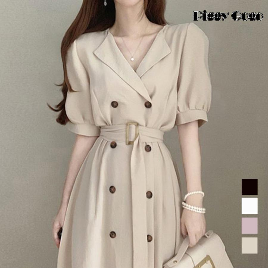 シャツワンピース 半袖 春夏スーツワンピ