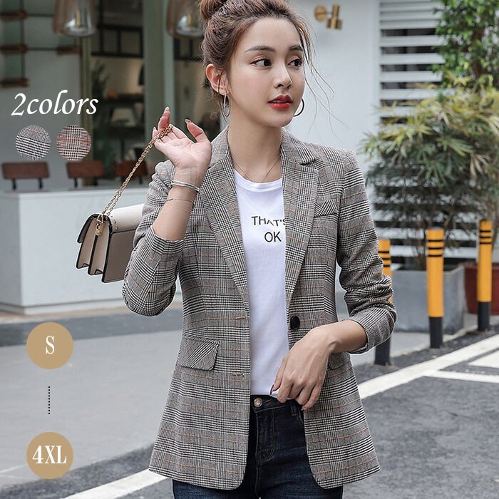 新作ジャケットチェックジャケットチェックグレーチェックベージュチェックグレーベージュ秋冬