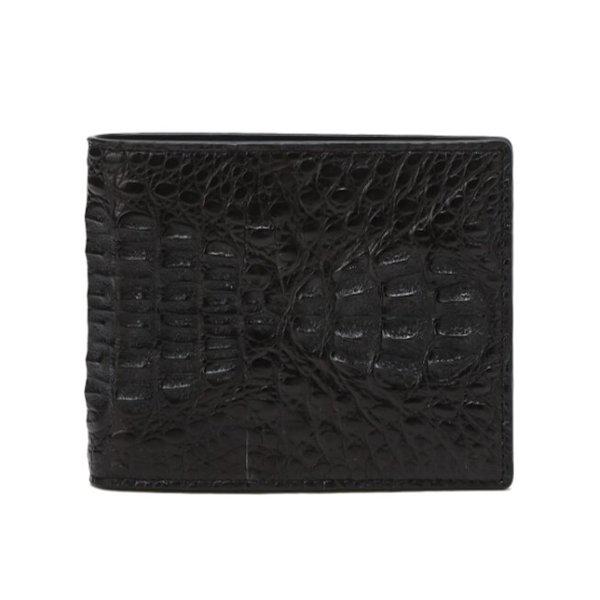 AK水原店 ハンドバッグ カイマン ブラック 無地 ワニ革 二つ折り財布 DBWA5E713