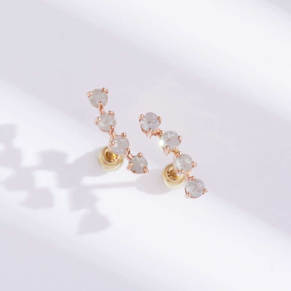DOROCY 14k カービンググレーラフダイヤモンドピアス (1個)