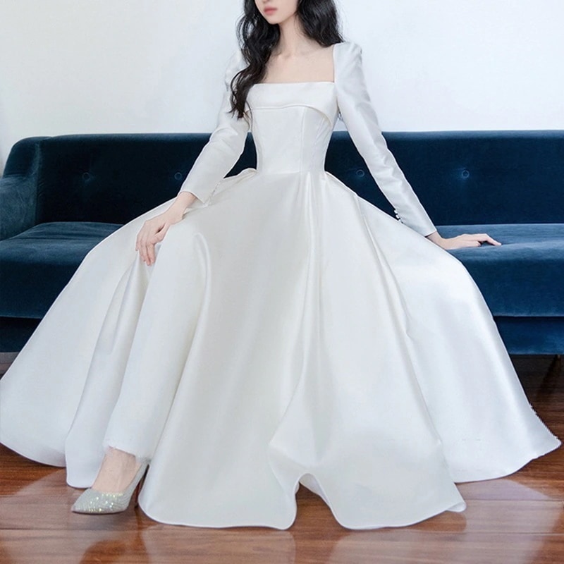 パーティードレス2024 新作 感 気質 ワンピース 花嫁ロングドレス 結婚式ワンピース 結婚式 ドレス ウェディングドレス 白 ロングドレス 韓国ファッション80