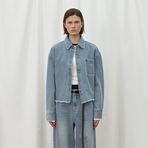 (BL-4266)GLAND SET-UP DENIM SHIRT