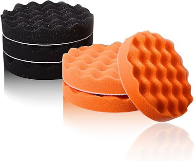 他サイト： 125mm 6個セット 愛車を傷つけない サイズ多種類有り ソフト バフ スポンジ 電動ポリッシャー 洗車 ワックスがけ 研磨 コンパウンド 波型 赤5＆黒5セット(125ｍｍ)の商品画像