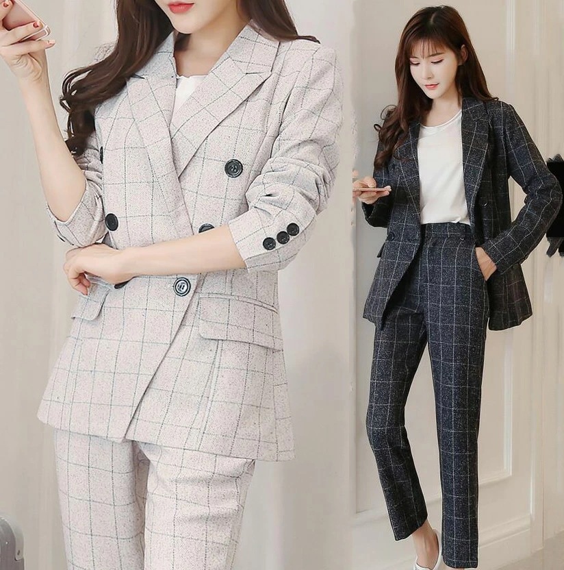 上下セット レディース パンツスーツ ビジネススーツ 春 チェック柄 2点セット ジャケット パンツ きれいめ 可愛い カジュアルスーツ 着痩せ フォーマルスーツ ママスーツ セレモニー リクルートス