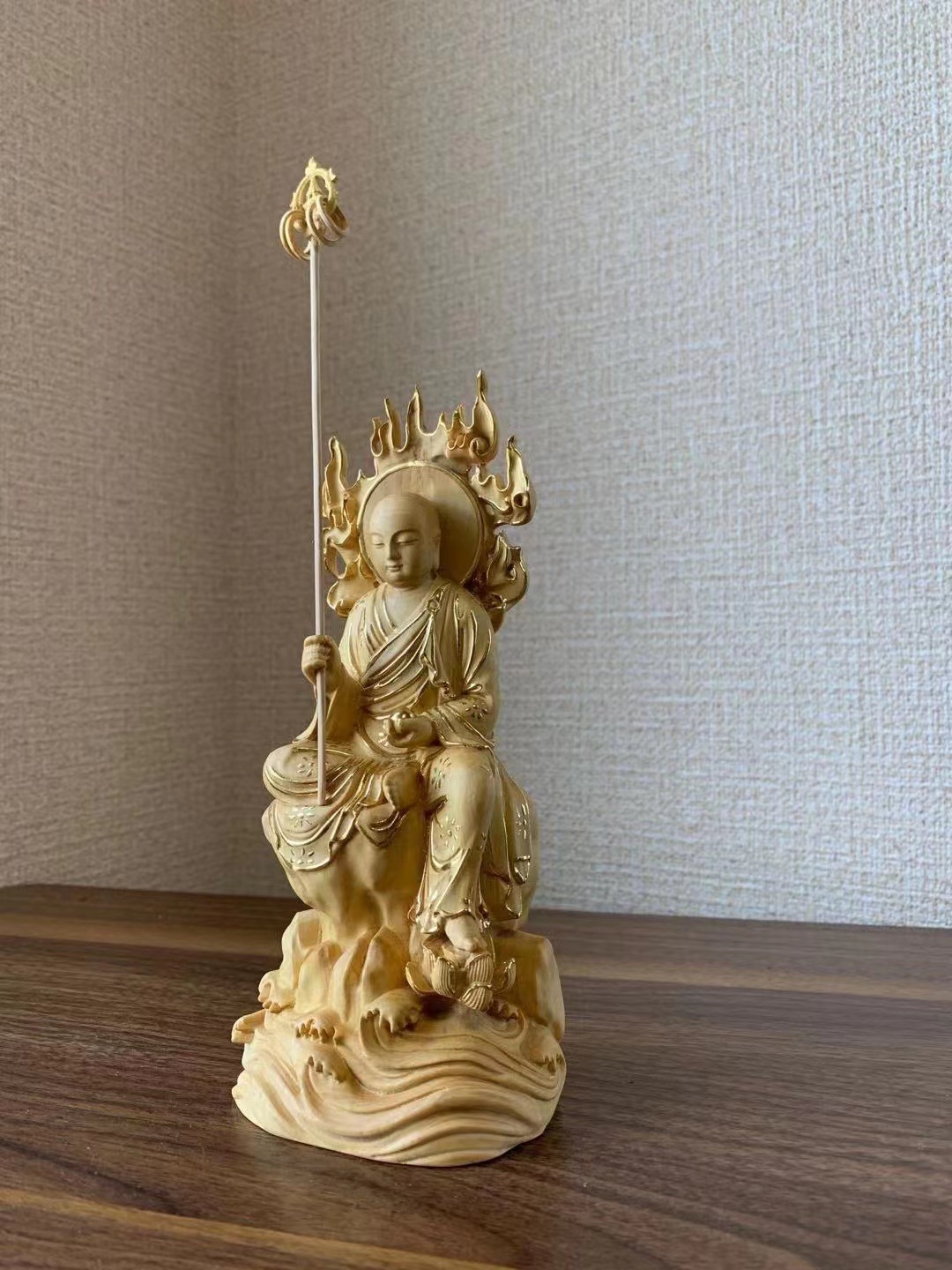 仏像 木彫 地蔵菩薩像 檜木 (約)高28cm×幅12cm×奥行12cm