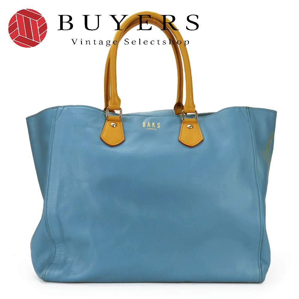 中古 トートバッグ ー スカイブルー 水色系 ゴールド金具 肩掛け 普段使い レディース 女性