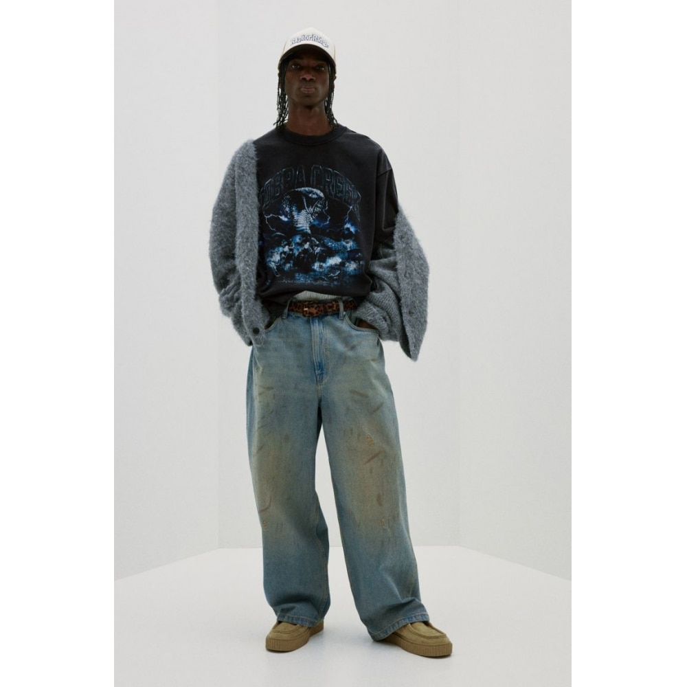 H&M プリント T シャツルーズフィットブラック/コブラクリーク