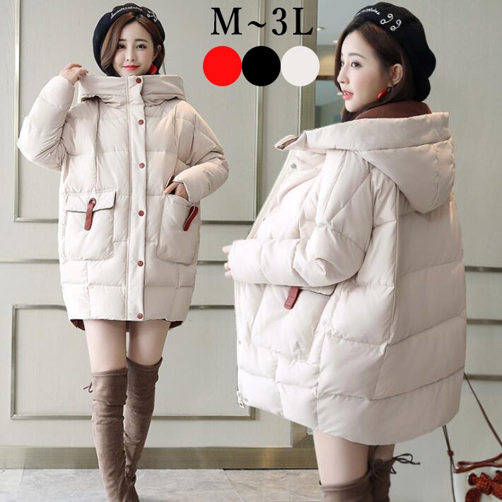 防寒 フード付き ダウンコート　ベンチコート　ジャケット LL ミディアム　膝丈　ショート丈 中綿コート L 大きいサイズ　オーバーサイズ　温かい　軽量　冬　M コート　ダウンジャケット 3L