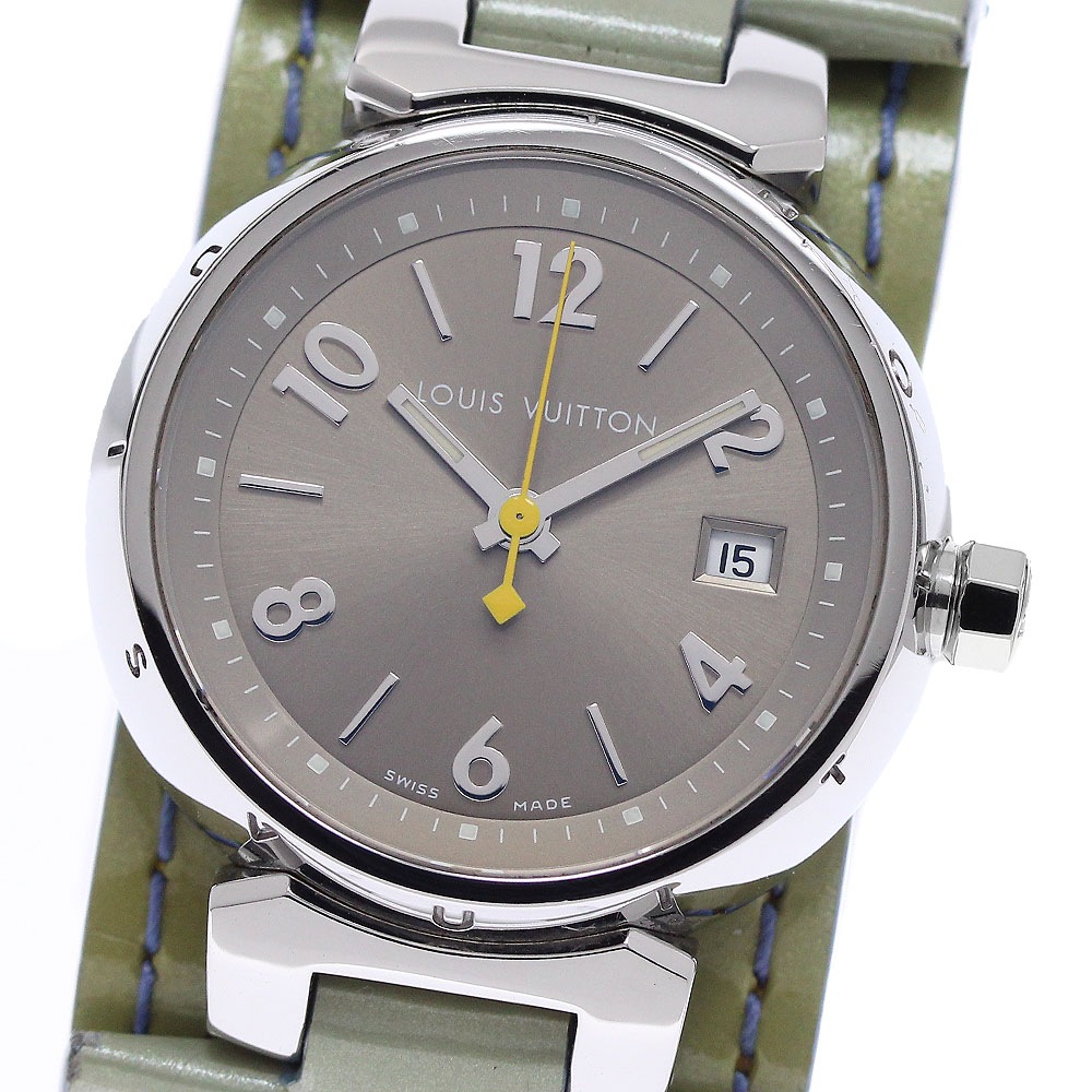 ルイ・ヴィトン LOUIS VUITTON Q1212 タンブール デイト クォーツ レディース 良品 _954687【中古】