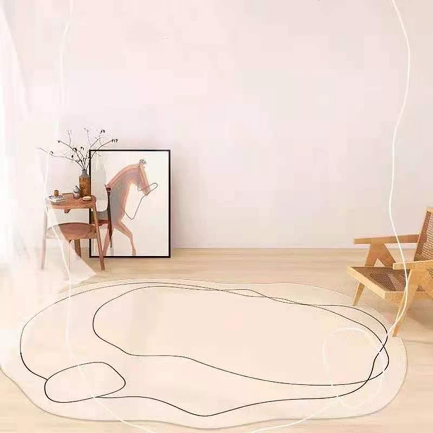 カーペット 異型 120X160cm ラグマット 楕円 ラグカーペット 異型 ラグカーペット 不規則 絨毯 ラグマット 滑り止め 防音 吸水 可愛い おしゃれ シンプル ふわふわ 雲のような肌触り 春