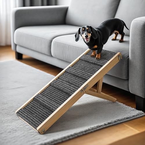 2025年バージョンアンプ版 ペットスロープ ペットステップ ペット用 坂状 折り畳み 高さ調節可能 段差がない 安定 滑り止め 木製 ステップ 4段調節 耐荷重15KGまで 省スペース 持ち運びやす