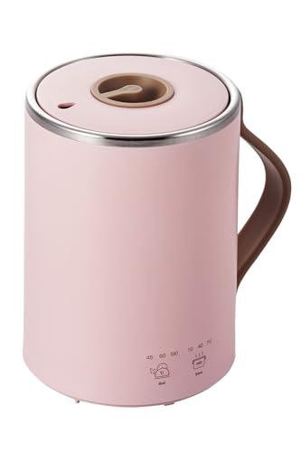 エレコム マグカップ型電気なべ 電気ケトル 350mL Cook Mug クックマグ 【 湯沸かし 煮込み 温度調節 タイマー付き 保温 】 スープ ケーブル長 1.5m ピンク HAC-EP02PN