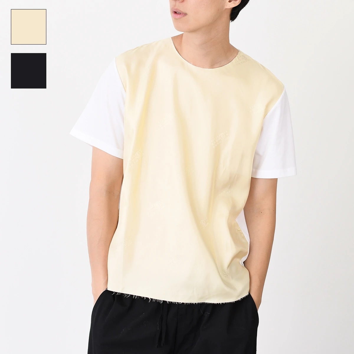 トップス ロゴT ナンバーロゴプリント サテン Tシャツ SH0GC002 STJ394 メンズ ブラック 春夏