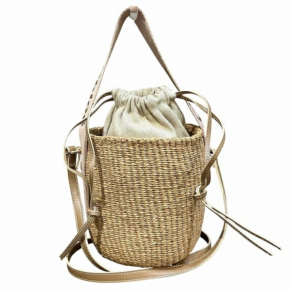 クロエ ウッディ―・スモール・バスケット ハンドバッグ ショルダーバッグ 【中古】