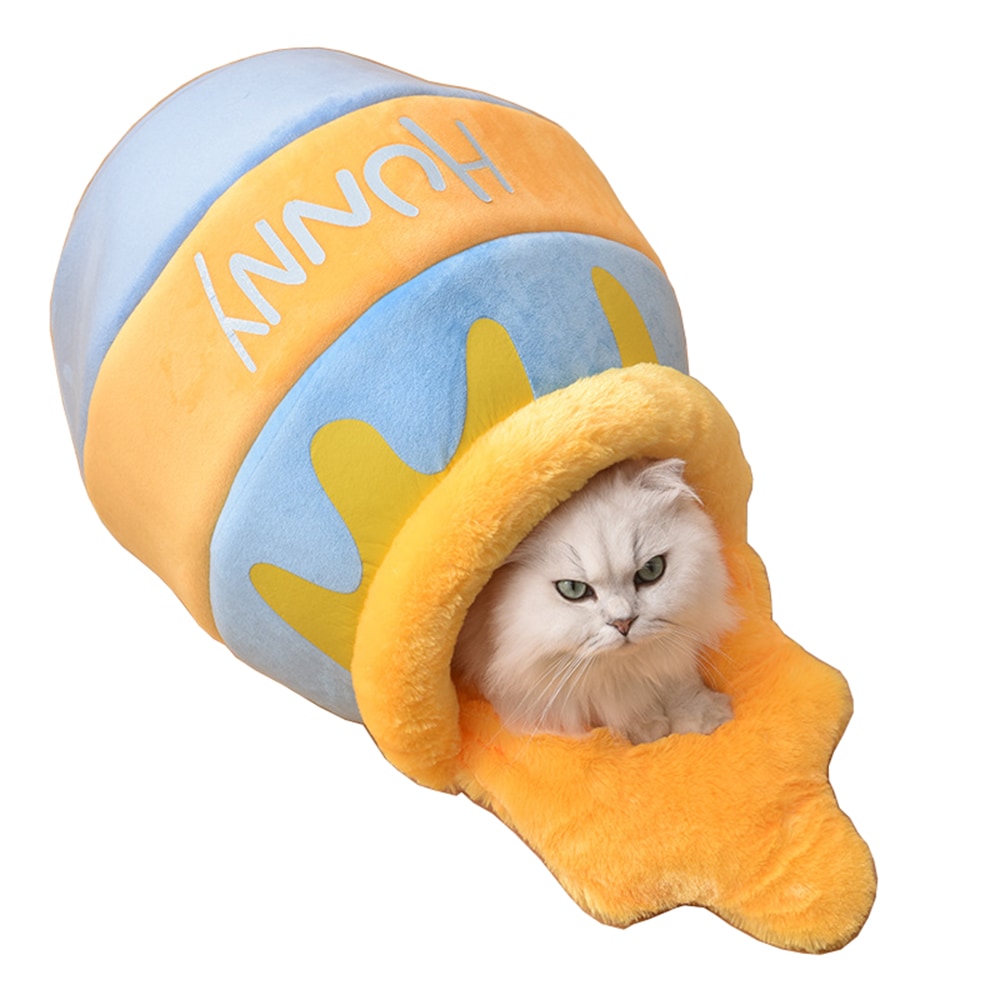 猫用ベッドソファ 猫の巣の蜂蜜鍋漫画かわいい暖かいペットベッド動物犬の巣の柔らかい動き猫素敵な家 ペットベッド