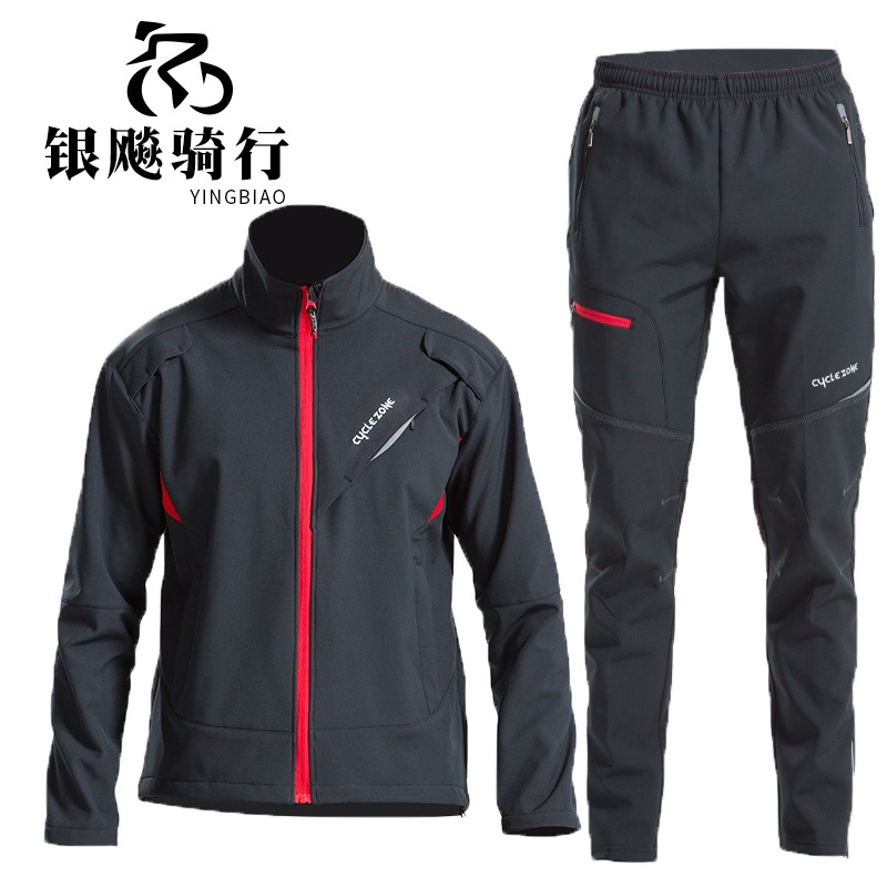 冬のサイクリングスーツ秋と冬のサイクリングスーツ男性と女性のフリースの暖かいズボン屋外自転車スポーツウェア機器