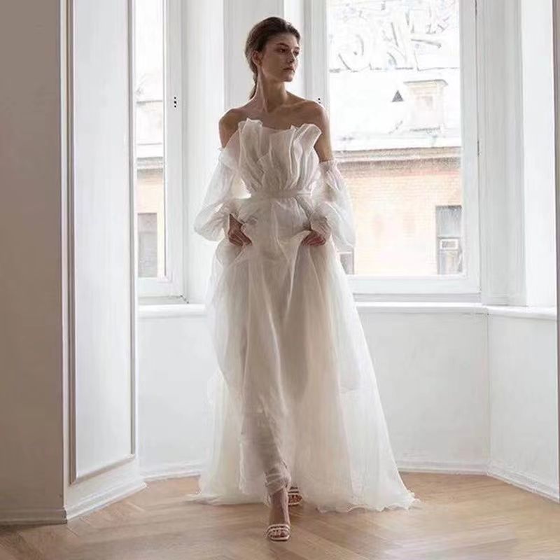 森系ウエディングドレス パーティドレス ドレス コンサート 二次会 結婚式 披露宴 大きいサイズ Aラインドレス ロングドレス ロング お姫様