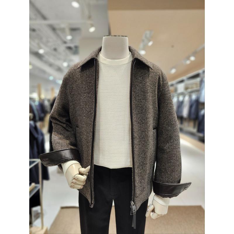 [坡州店] [AND Z()] 2つのカラー ワッフル組織感 日本輸入会社 WOOL素材 シングルクロップジャケット (BZF4KG1301)