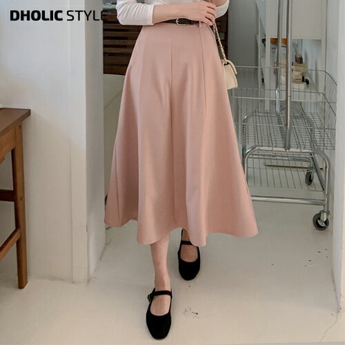 [メガ割りSALE]レザー調ベルト付イージーAラインスカート・p644422