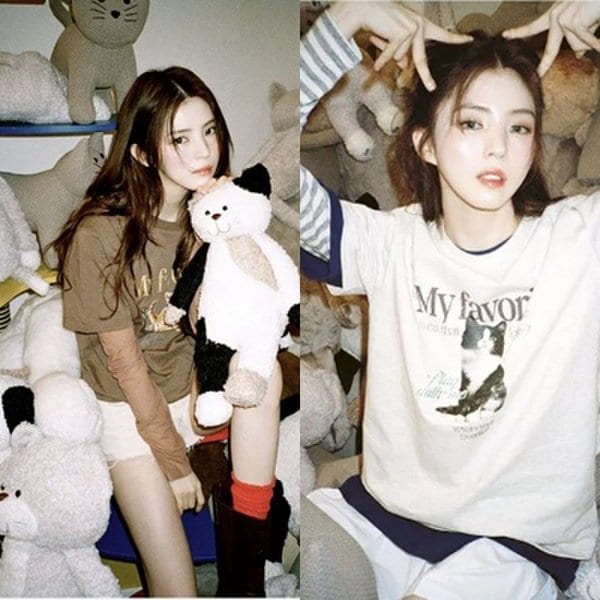 ハン・ソヒ [MY Tシャツ] オーバーフィット 猫 Tシャツ FS252RS01F005
